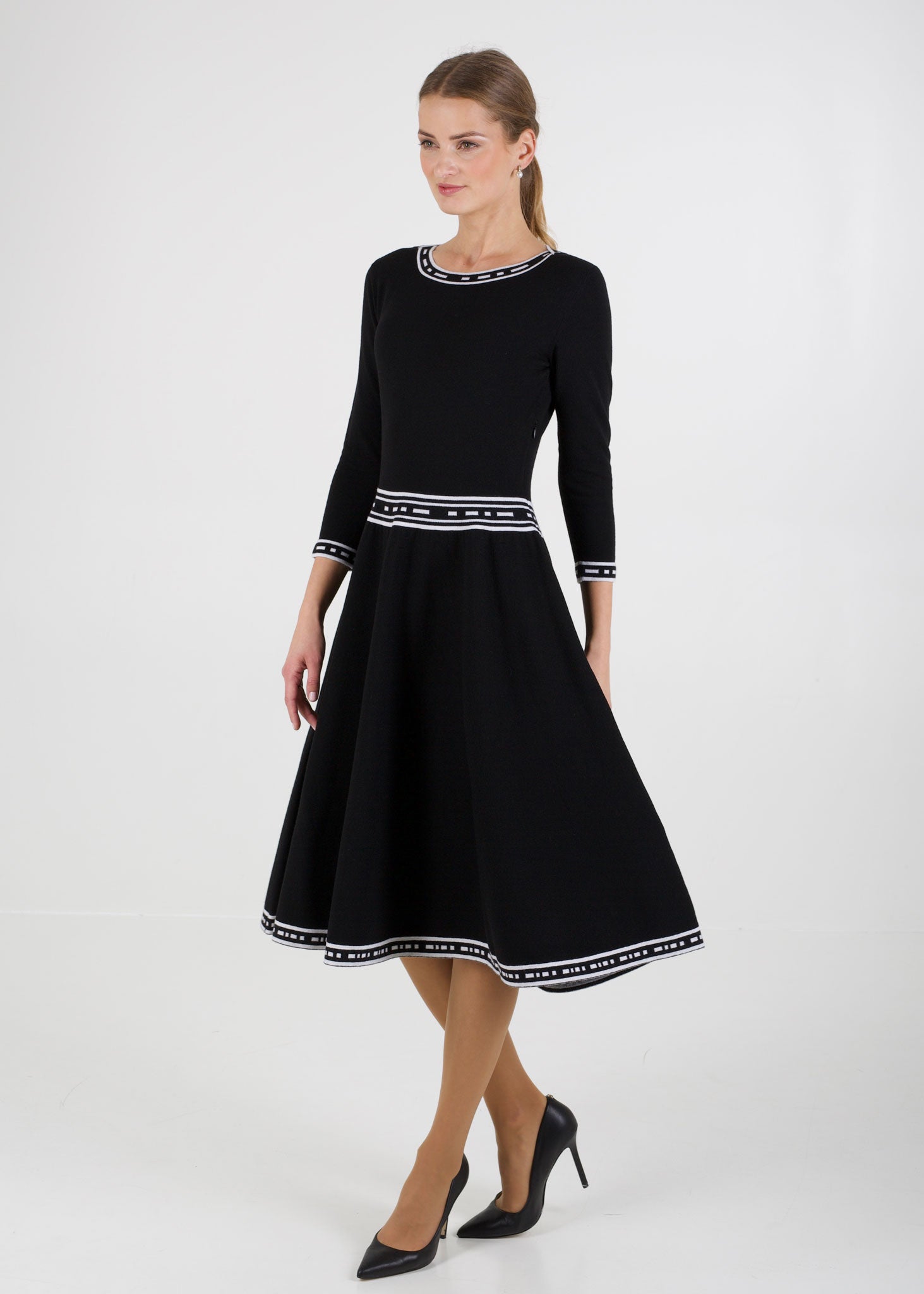 Fit and flare knit dress, black winter dress Arctic Affair Fit and flare knit dress, black winter dress Arctic Affair