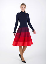 Load image into Gallery viewer, Gradient knit dress, midnight blue to poppy red
