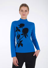Load image into Gallery viewer, Merino wool jacquard knit top, clover, blue
