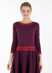 Fit and flare knit dress, purple