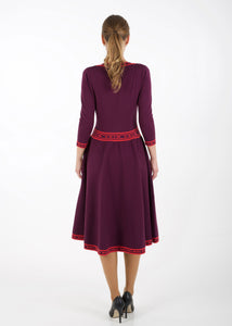 Fit and flare knit dress, purple