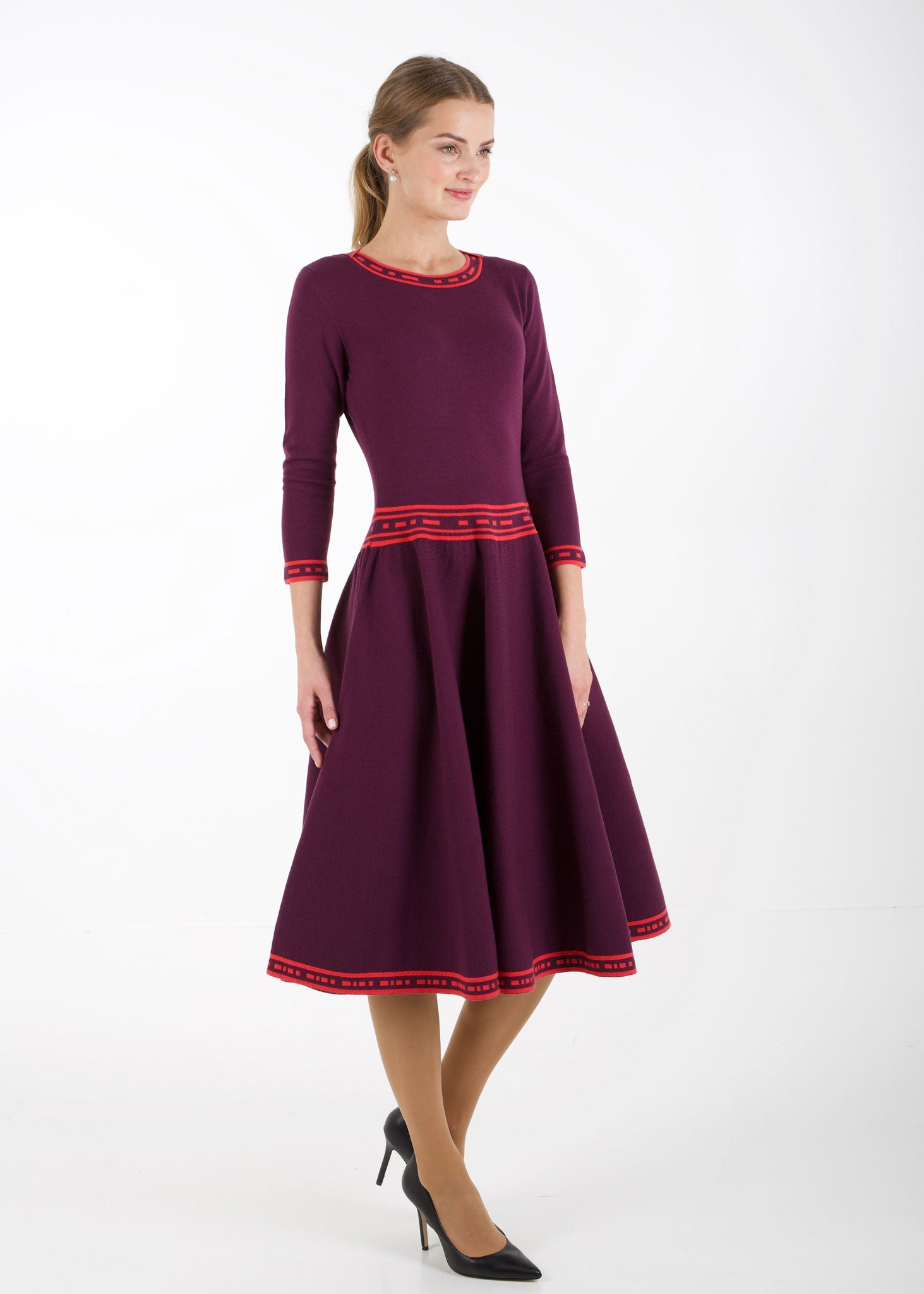 Fit and flare knit dress, purple Arctic Affair Fit and flare knit dress, purple Arctic Affair