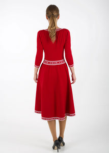 Fit and flare knit dress, red