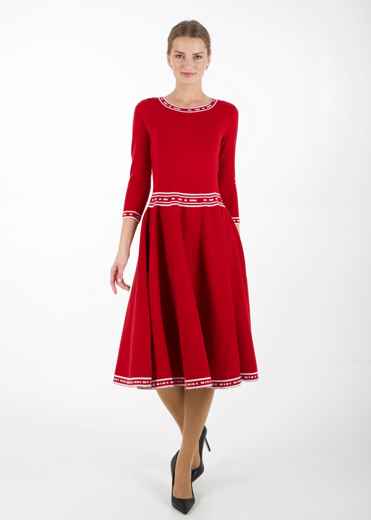 Fit and flare knit dress, red – Arctic Affair