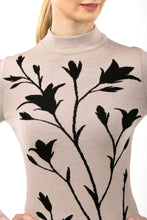 Load image into Gallery viewer, Merino wool floral jacquard knit top, beige
