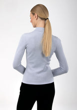 Load image into Gallery viewer, Merino wool floral jacquard knit top, light grey
