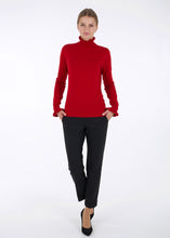 Load image into Gallery viewer, Merino ruffle knit top, red
