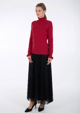 Load image into Gallery viewer, Merino ruffle knit top, raspberry
