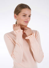 Load image into Gallery viewer, Merino ruffle knit top, light orange
